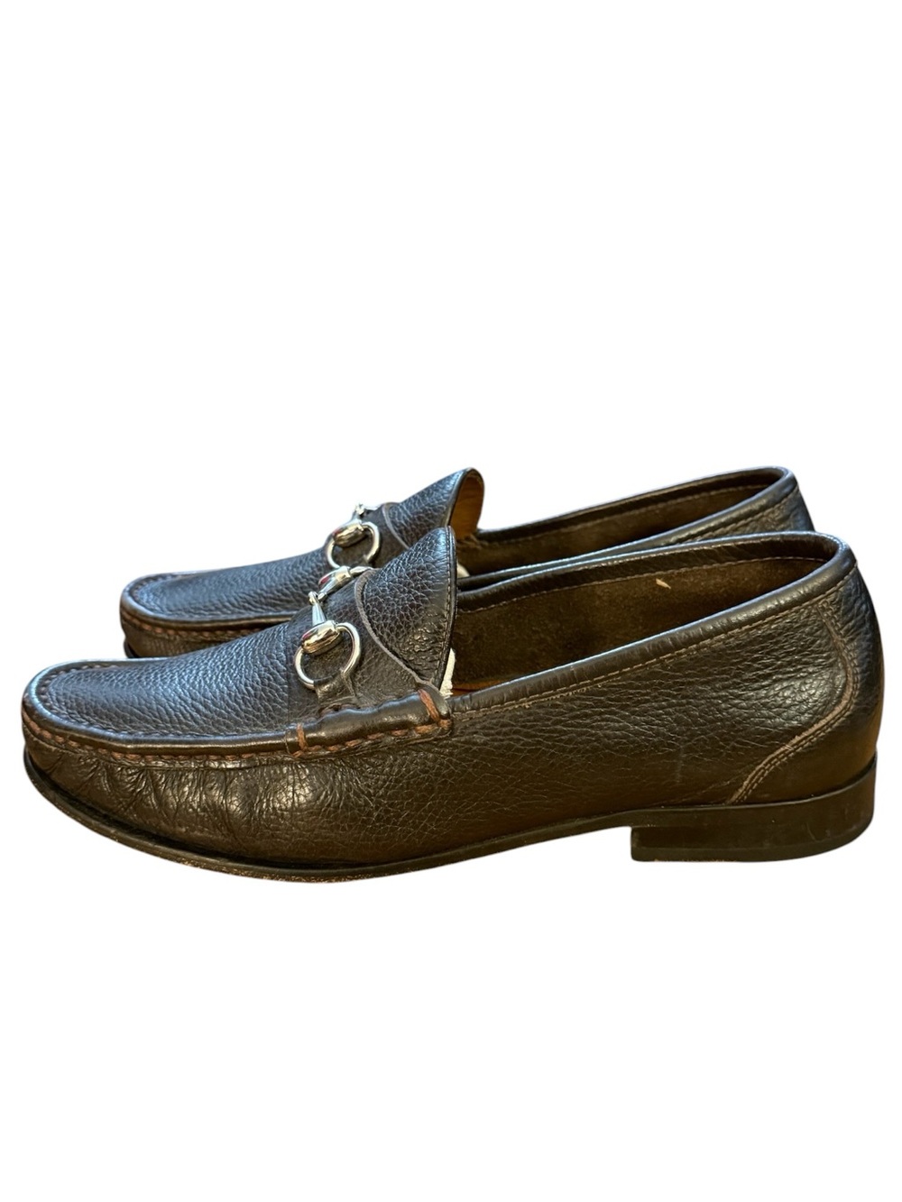 Martin Dingman Dark Brown Pebbled Leather Horse Bit Loafers 9M Brazil 52015M - Picture 4 of 15
